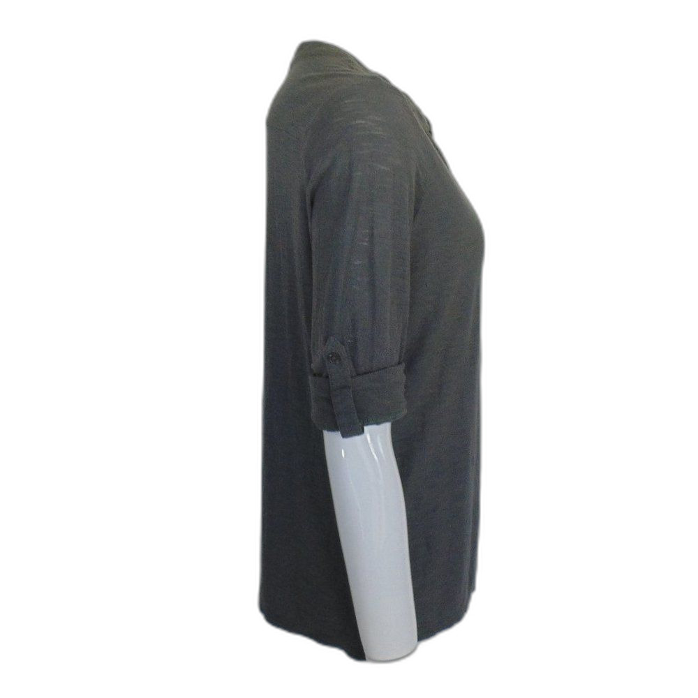 JAMES PERSE Top, 3/L, Button down, jersey, split neck, Slate green, 3/4 Sleeve - Picture 6 of 10